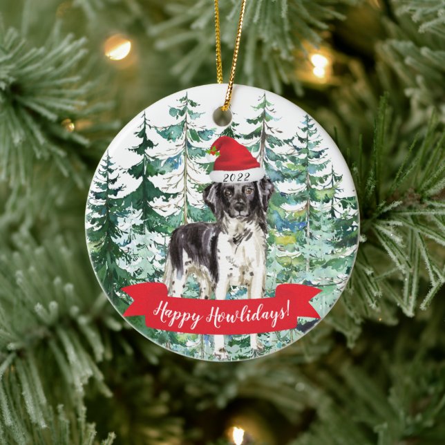 Happy Howlidays Stabyhoun Dog Ceramic Ornament (Tree)