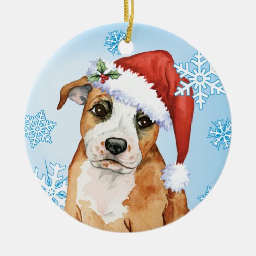Happy Howlidays Staffordshire Bull Terrier Ceramic Ornament