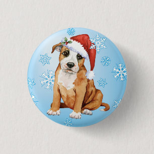 Happy Howlidays Staffordshire Bull Terrier Pinback Button