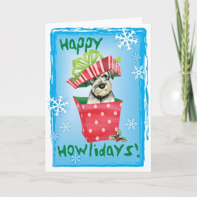 Happy Howlidays Standard Schnauzer Holiday Card (Front)
