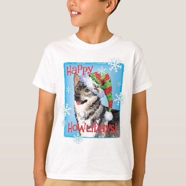 Happy Howlidays Swedish Vallhund T-Shirt (Front)