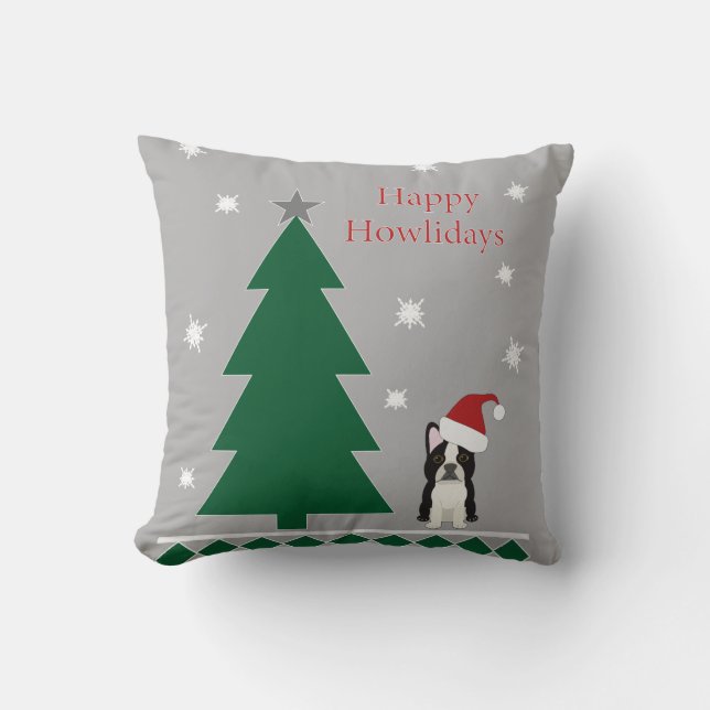 Happy Howlidays Throw Pillow (Front)