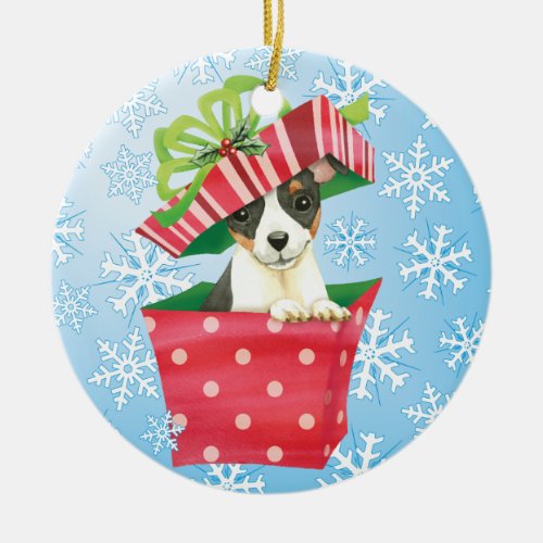 Happy Howlidays Toy Fox Terrier Ceramic Ornament