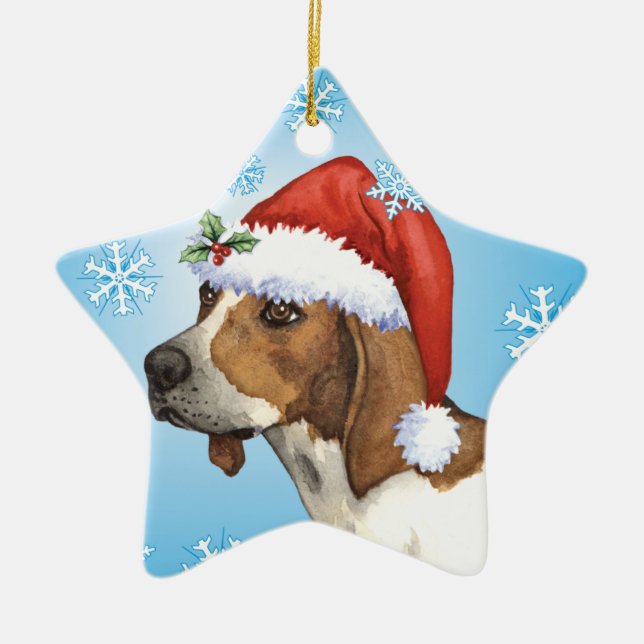 Happy Howlidays Treeing Walker Ceramic Ornament (Front)