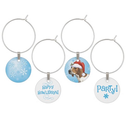 Happy Howlidays Treeing Walker Wine Glass Charm