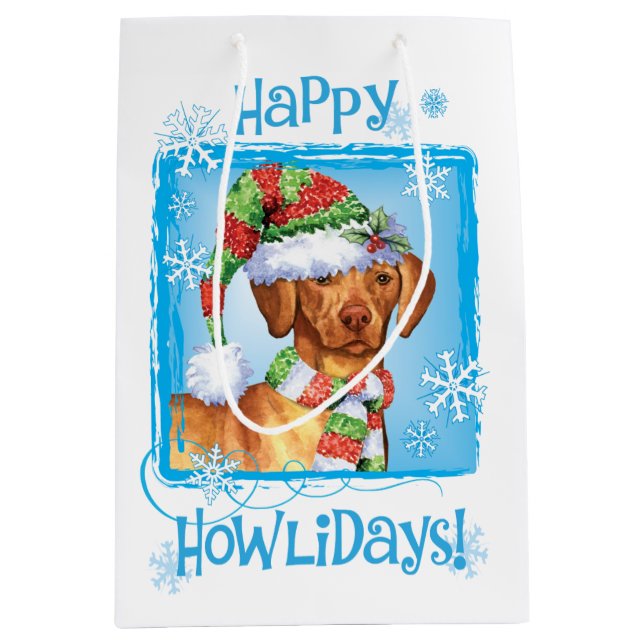 Happy Howlidays Vizsla Medium Gift Bag (Front)