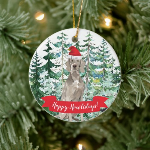 Happy Howlidays Weimaraner Dog Christmas Ornament