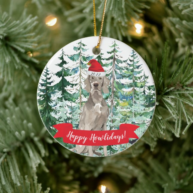 Happy Howlidays Weimaraner Dog Christmas Ornament (Tree)