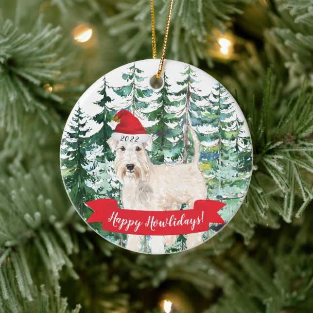 Happy Howlidays Wheaten Terrier Dog Christmas Orna Ceramic Ornament (Tree)