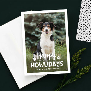 Happy Howlidays White Dog Photo Holiday Card
