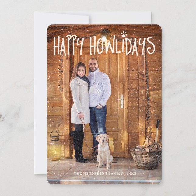 Happy Howlidays Winter White Dog Photo Card (Front)