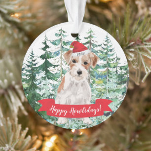 Happy Howlidays Wire Haired Jack Russell Christmas Ornament