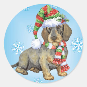 Happy Howlidays Wirehaired Dachshund Classic Round Sticker