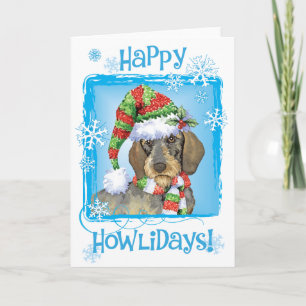 Happy Howlidays Wirehaired Dachshund Holiday Card