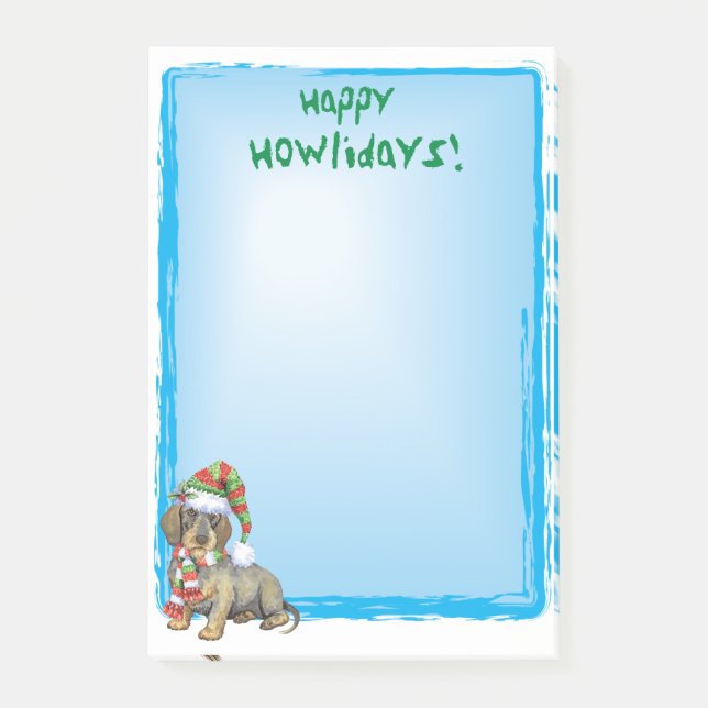 Happy Howlidays Wirehaired Dachshund Post-it Notes (Front)