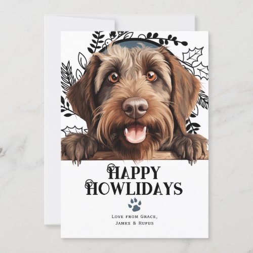 Happy Howlidays Wirehaired Pointing Griffon Dog Holiday Card