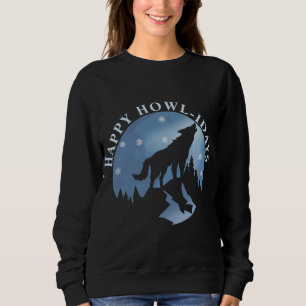 Happy Howlidays with Howling Wolf and Moon Sweatshirt