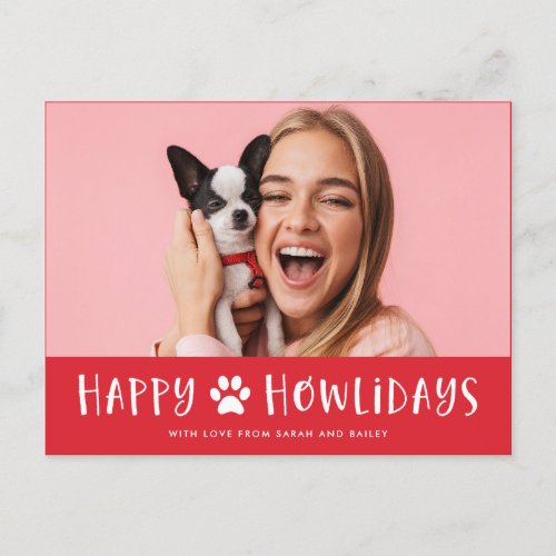 Happy Howlidays with Photo  Funny Dog Christmas Holiday Postcard