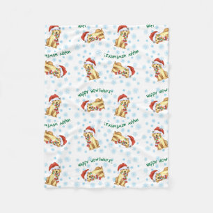 Happy Howlidays Yellow Lab Fleece Blanket