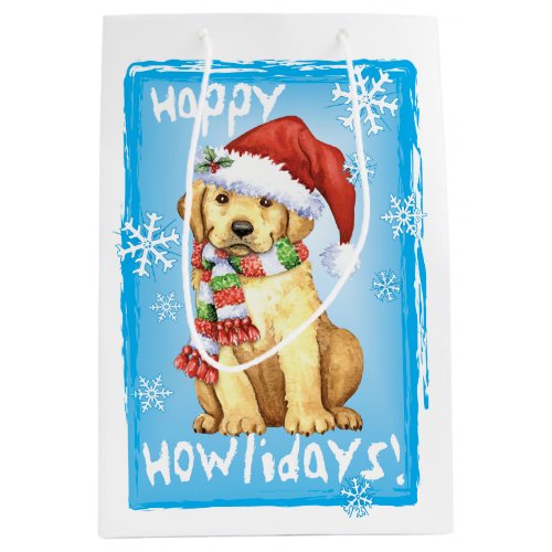 Happy Howlidays Yellow Lab Medium Gift Bag