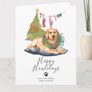 Happy Howlidays Yellow Labrador Dog Christmas Card