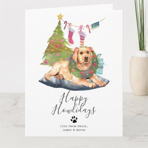 Happy Howlidays Yellow Labrador Dog Christmas Card