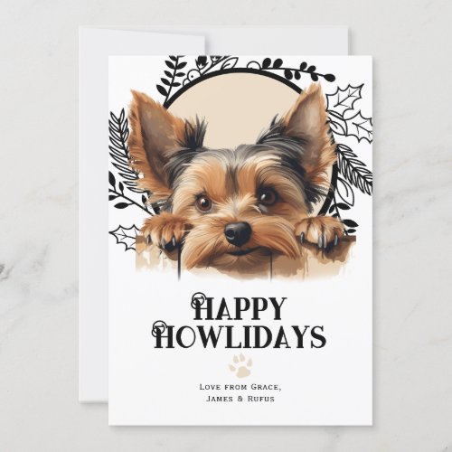 Happy Howlidays Yorkshire Terrier Dog Christmas Holiday Card