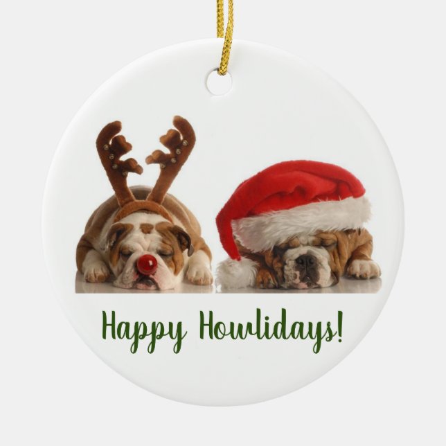 Happy Howlidayz Ceramic Ornament (Front)