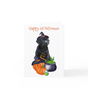 Happy HOWLoween Cute Black Labrador Puppy Dog Holiday Card