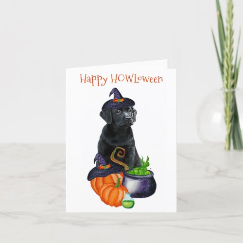 Happy HOWLoween Cute Black Labrador Puppy Dog Holiday Card