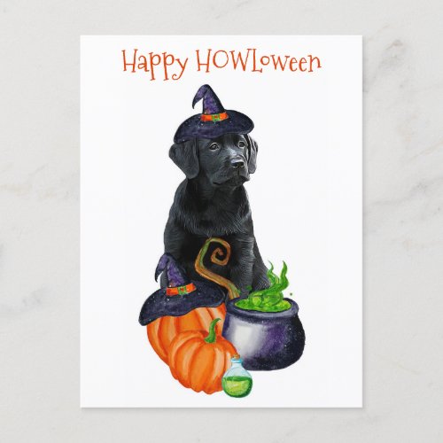 Happy HOWLoween Cute Black Labrador Puppy Dog Holiday Postcard