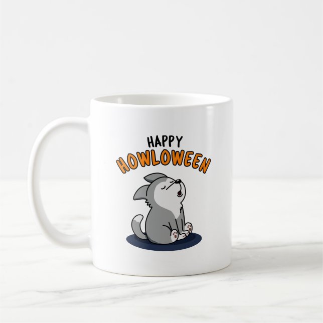 Happy Howloween Funny Dog Pun  Coffee Mug (Left)