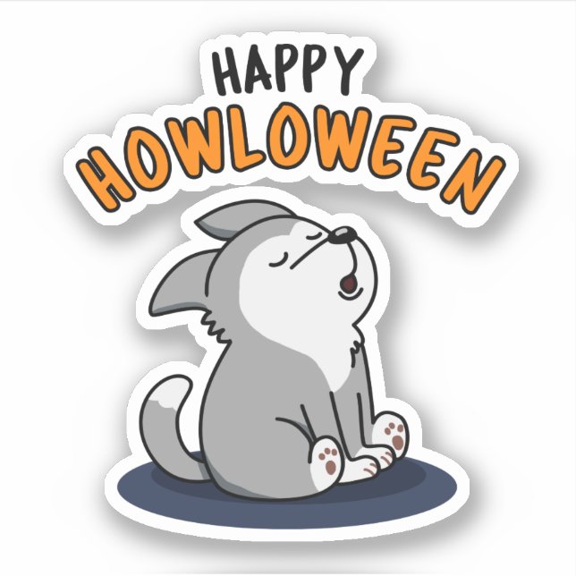 Happy Howloween Funny Dog Pun  Sticker (Front)