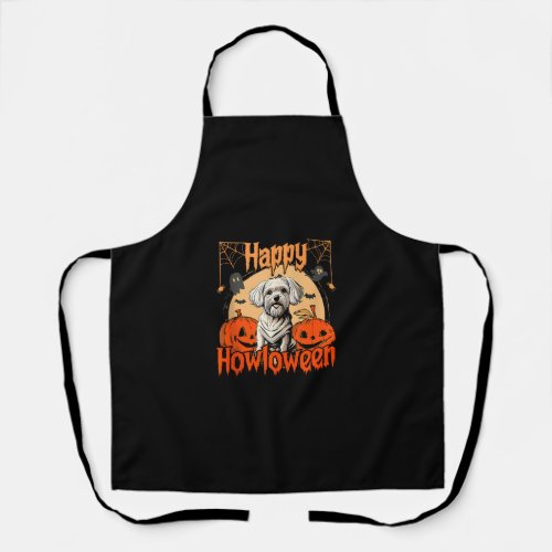 Happy Howloween Maltese dog Lover halloween  Apron