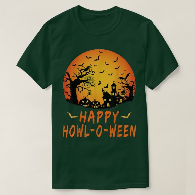 Happy Howloween, Scary Spooky Spider Bat, Hallowee T-Shirt (Design Front)