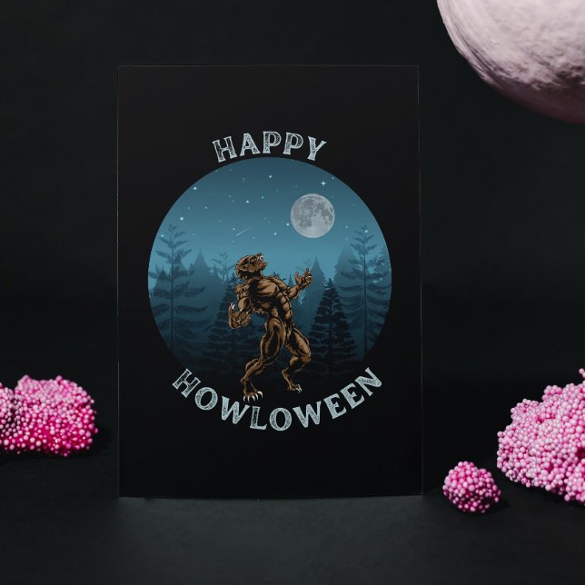HAPPY HOWLOWEEN werewolf howling halloween Postcard (Creator Uploaded)