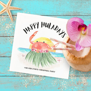 Happy Huladays Crab Tropical Beach Christmas Napkins
