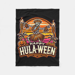 Happy Hulaween Spooky Halloween Island Skeleton Hu Fleece Blanket
