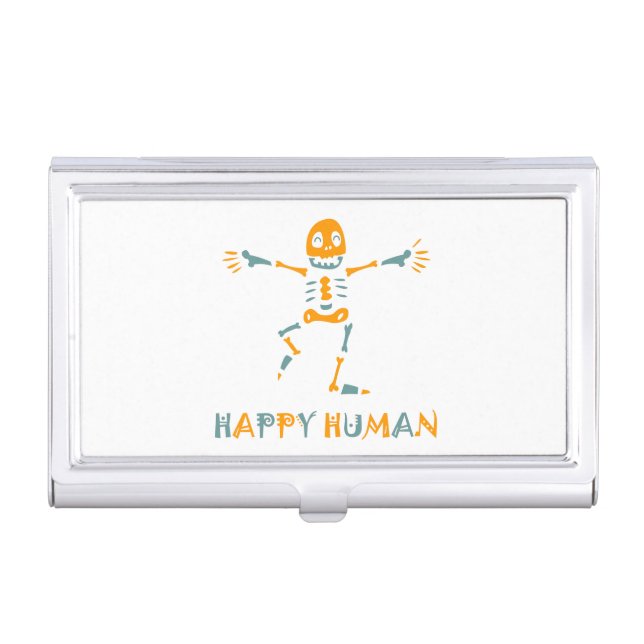 Happy human skeleton business card case (Front)