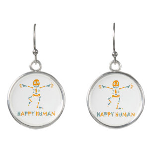 Happy human skeleton earrings