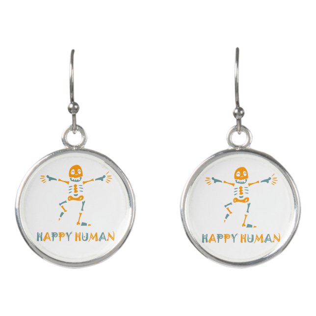 Happy human skeleton earrings (Front)