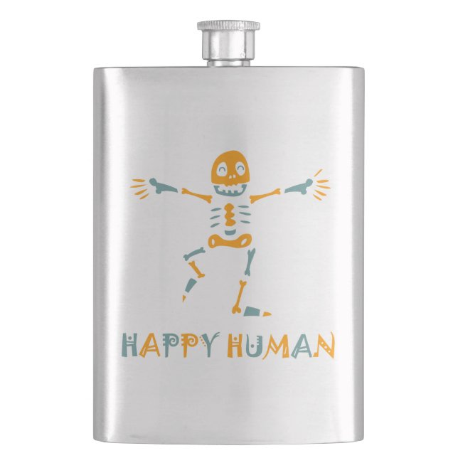 Happy human skeleton flask (Front)