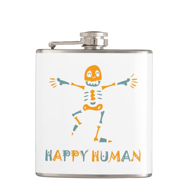 Happy human skeleton flask (Front)