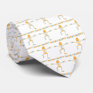 Happy human skeleton neck tie