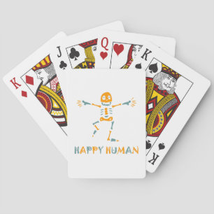 Happy human skeleton poker cards