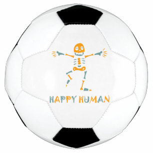 Happy human skeleton soccer ball