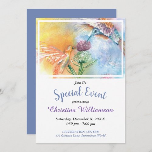 HAPPY HUMMING BIRDS PARTY EVENT INVITE