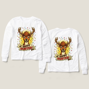 Happy hunting celebration deer fun festive huntin Tri-Blend shirts