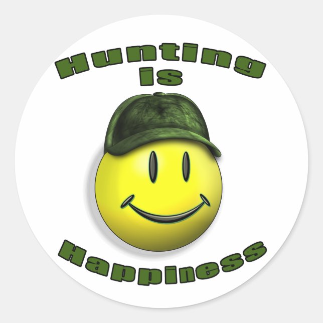 happy hunting classic round sticker (Front)