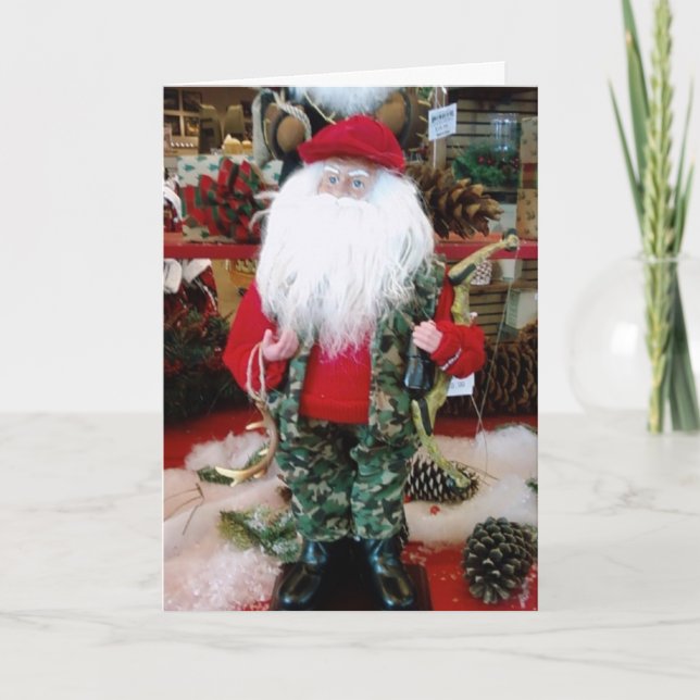 "HAPPY HUNTING SANTA" with my HUNTING SANTA Holiday Card (Front)
